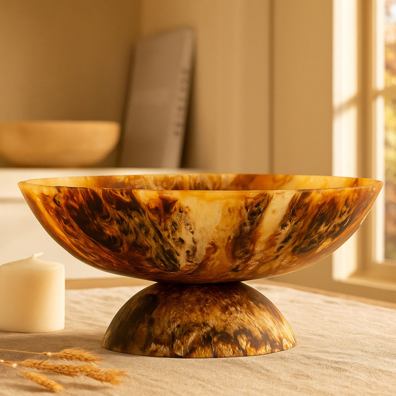Lee Matte Tortoise Resin Footed Bowl