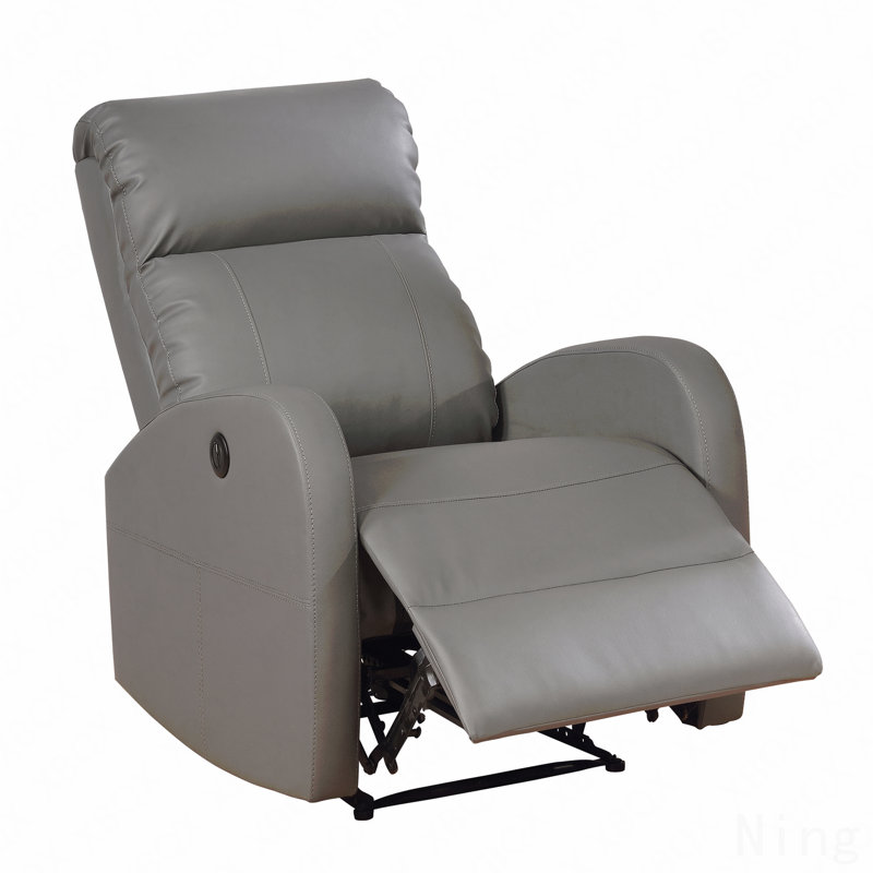 Fauteuil inclinable électrique noir en cuir infusé - Port USB, commande à bouton-poussoir, bureau à domicile / salon