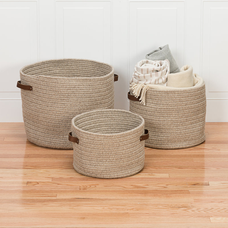 Panier en laine Monaco, H 12 po x l 16 po x P 16 po, Beige