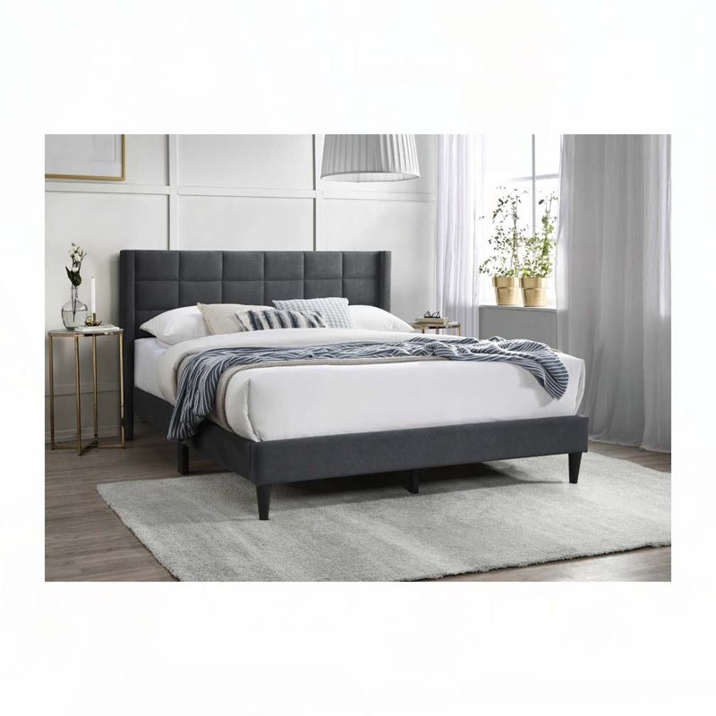Lit tapissier Burlap, Gris anthracite