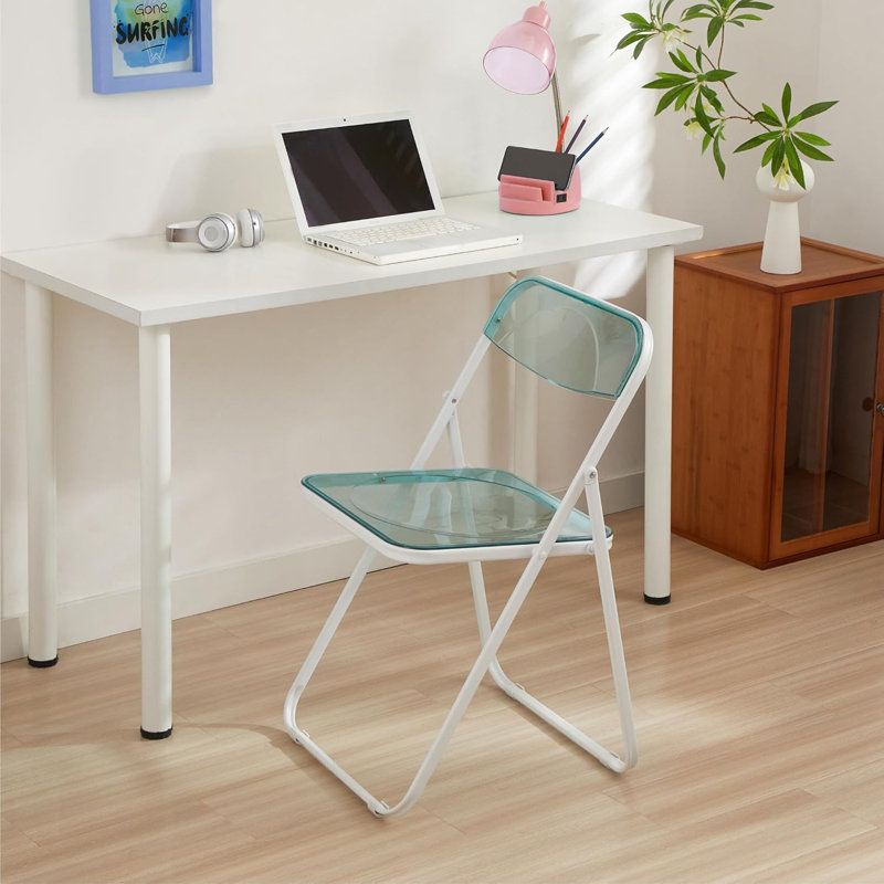 Chaise pliante en acrylique transparent avec structure chromée, Vert