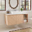 Meuble-lavabo de 35,85 po avec comptoir en faux marbre, lavabo en céramique, 1 armoire à double porte et 2 compartiments ouverts