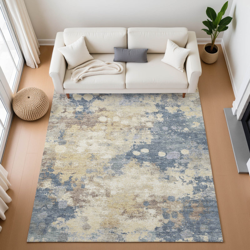 Premium Machine Washable Mouton Abstract Rug, Rectangle 9' x 12'