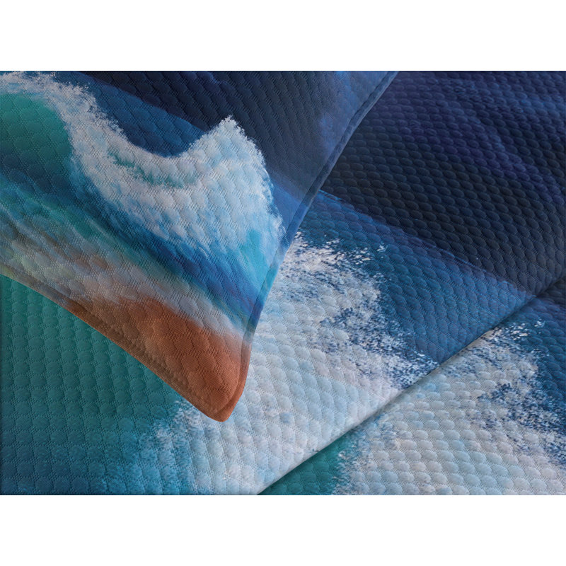 Ambesonne Ocean Bedspread Moonlight over Wavy, King Bedspread + 2 Standard Shams