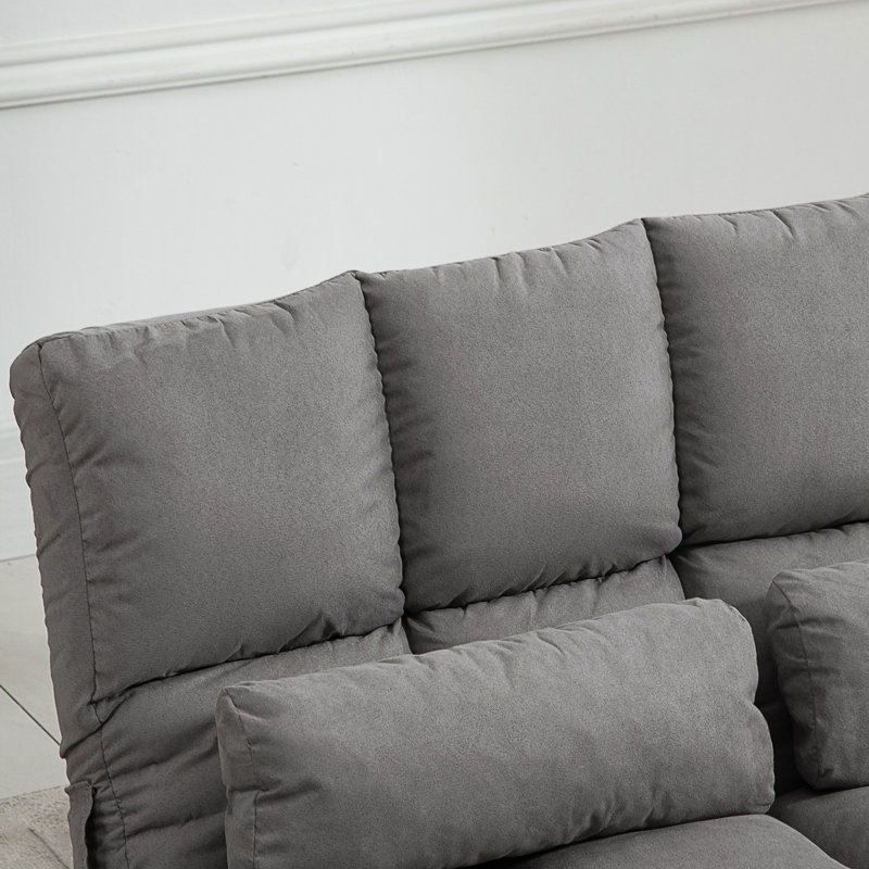 Fauteuil convertible, Polyester gris foncé, H 23,5 po x l 40,25 po x P 28,75 po