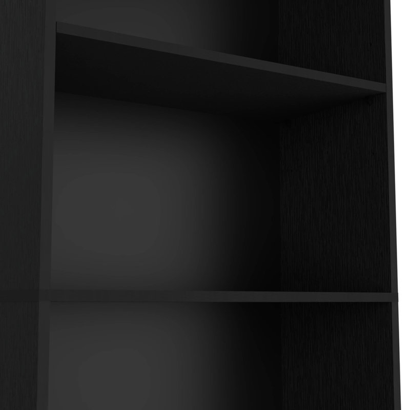 Bibliothèque à 4 niveaux Vinton avec rangement moderne pour livres et décoration, noir, conception peu encombrante, Black