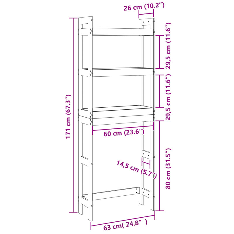 Alarice Solid Wood Bathroom Shelves, Black