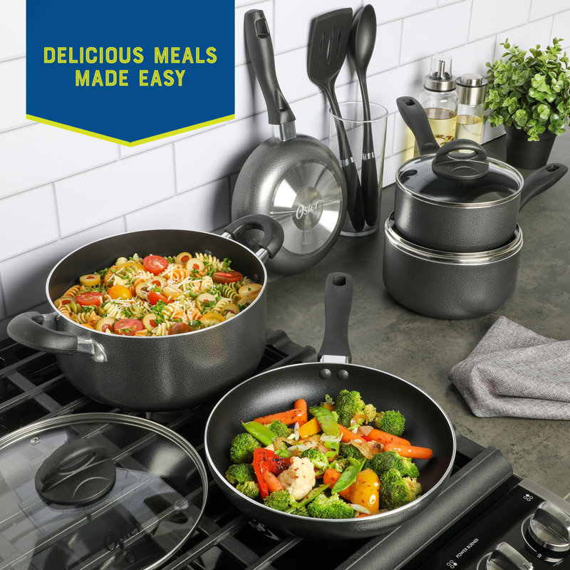 Oster 10 Piece Black Non-Stick Aluminum Cookware Set