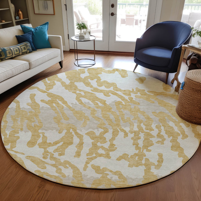  Malek Indoor/Outdoor Area Rug with Non-Slip Backing, Round 8'