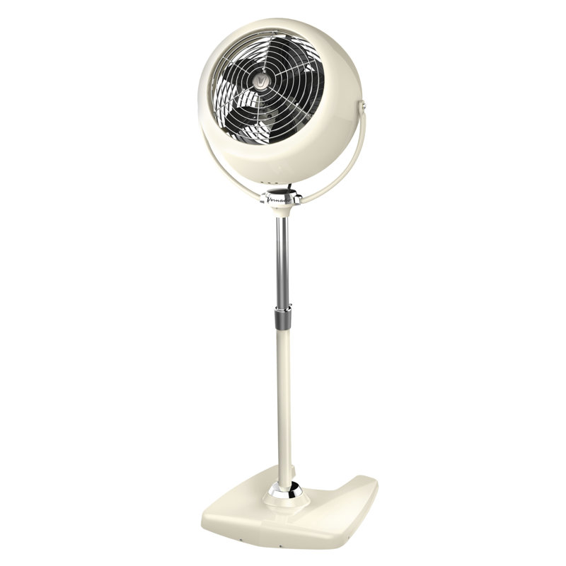 Timeless Vornado VFAN Sr. Pedestal Vintage Fan Retro Metal Standing Air Circulator for Cooling & Decor 3 Speeds, Adjustable Tilt - Vintage White