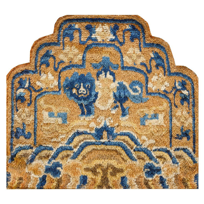 Antique Ningxia Chinese Allover Yellow 1800s Rug