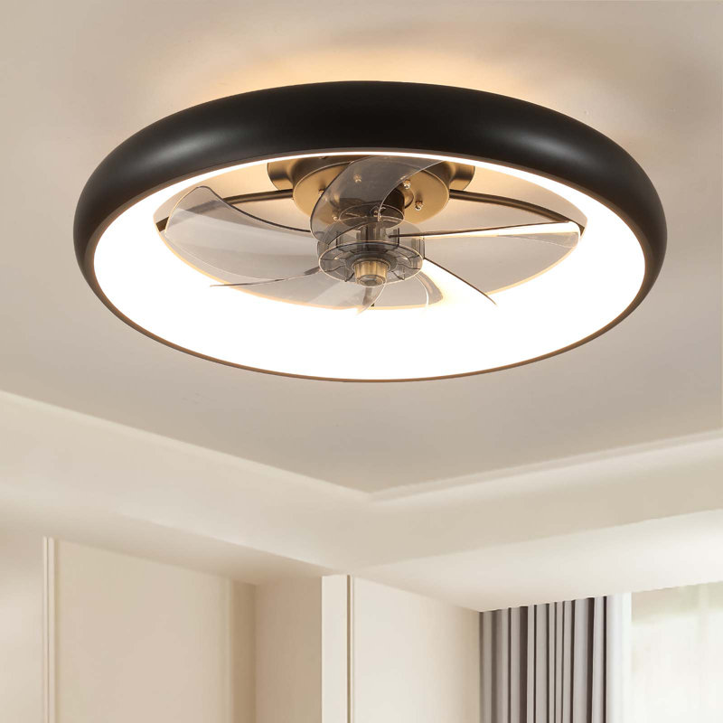 Ventilateur de plafond à DEL à intensité variable avec lumières, noir et blanc