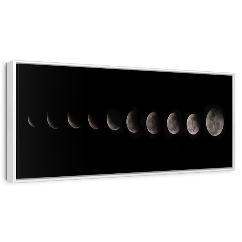 Ten Moon Phases, 25" X 9", Floating Frame White