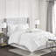 Édredon pour très grand lit 7 pièces - blanc avec édredon, taies décoratives, oreillers et jupe de lit-122455980-122455979