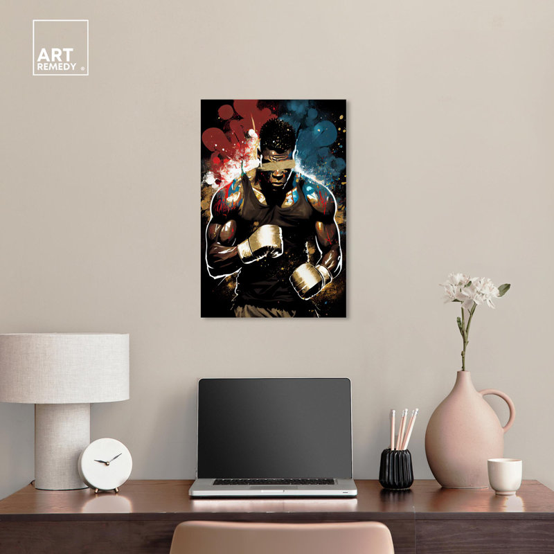Dynamic Boxing Champ Canvas Art in Bold Colors
