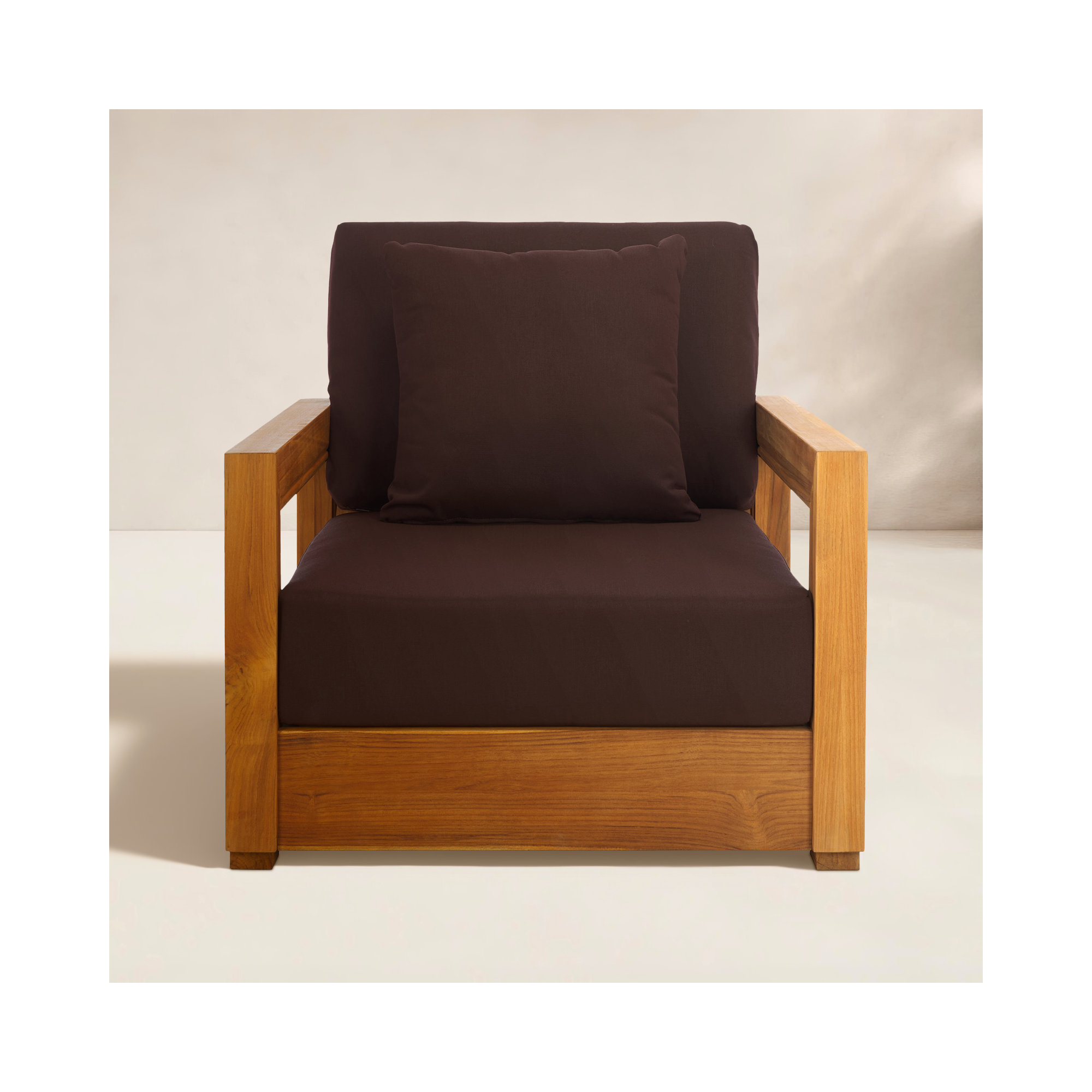 Melrose Teak Outdoor Lounge Chair, Dark Brown