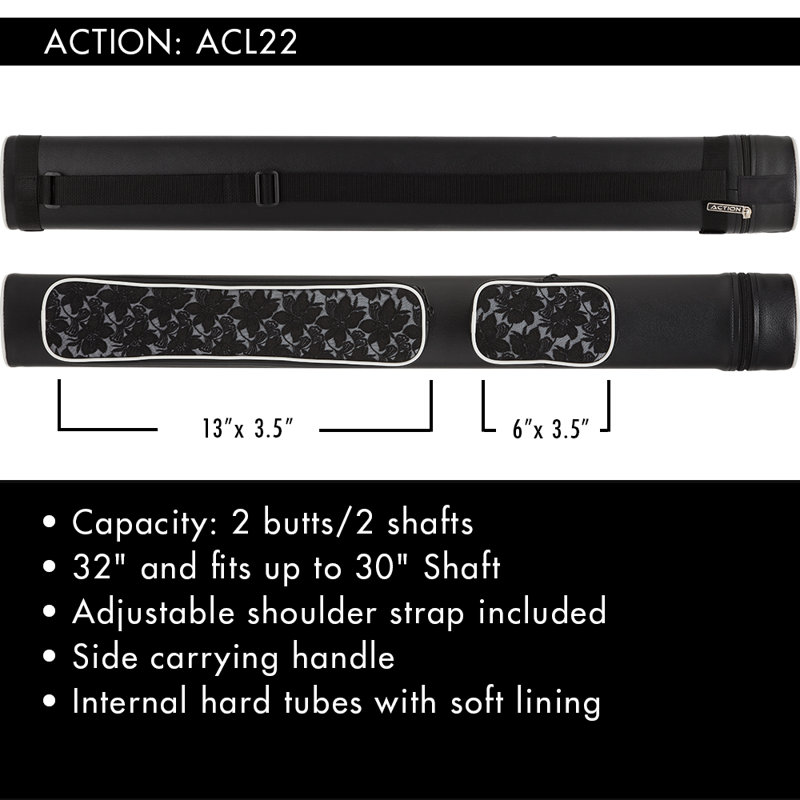 14" Pool Cue Case, Black/White