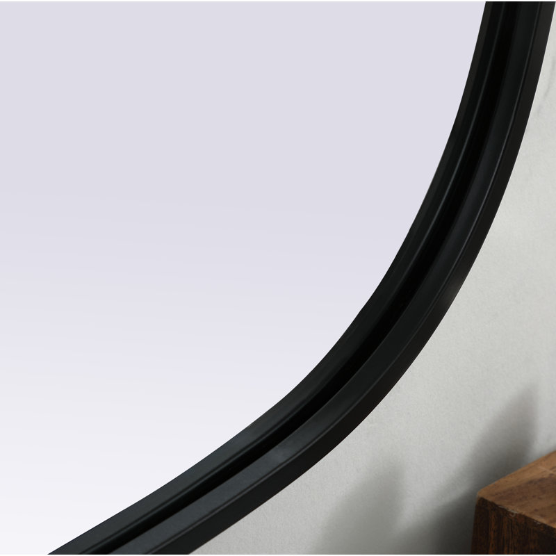 Sabine Metal Curved Oval Wall Mirror, Black, 36" x 20"