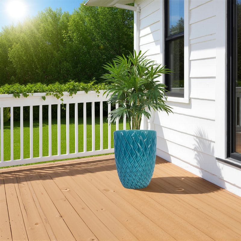 17" Outdoor Indoor Ceramic Pot Planter Decorative Planter with Drainage Hole Large Patio Flower Pot for Front Door