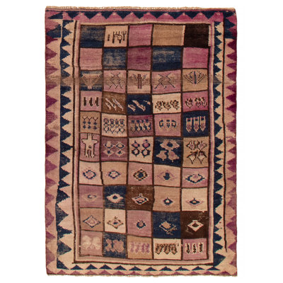 Tapis rectangulaire unique en laine 4 pi 8 po x 6 pi 7 po Arsh 1990