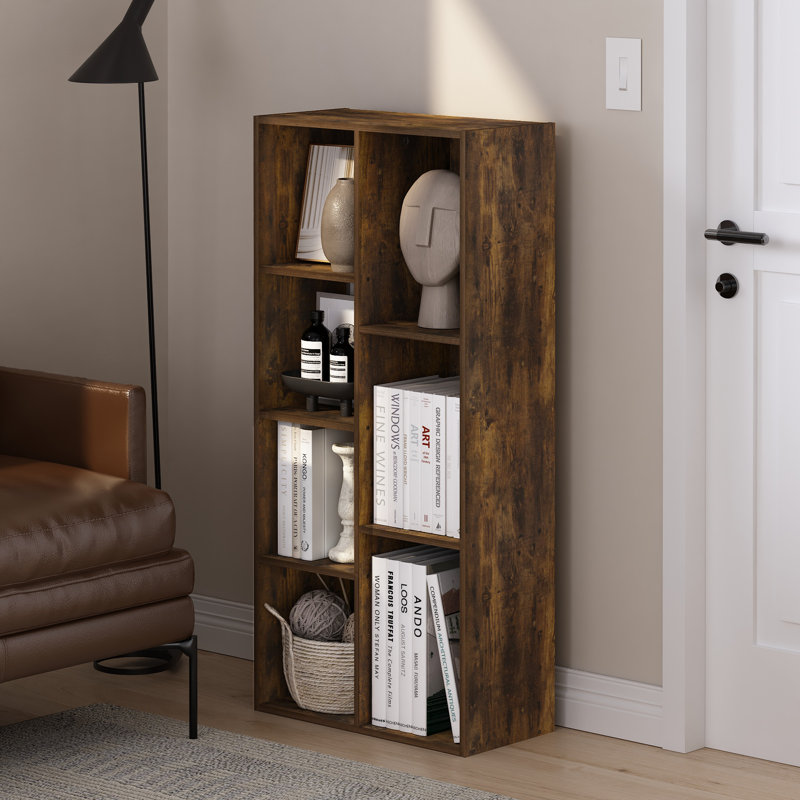 Gonzales 19.5" W Standard Bookcase, Amber Pine, (7 Shelves) 41.7"H x 19.5"W x 9.4"D