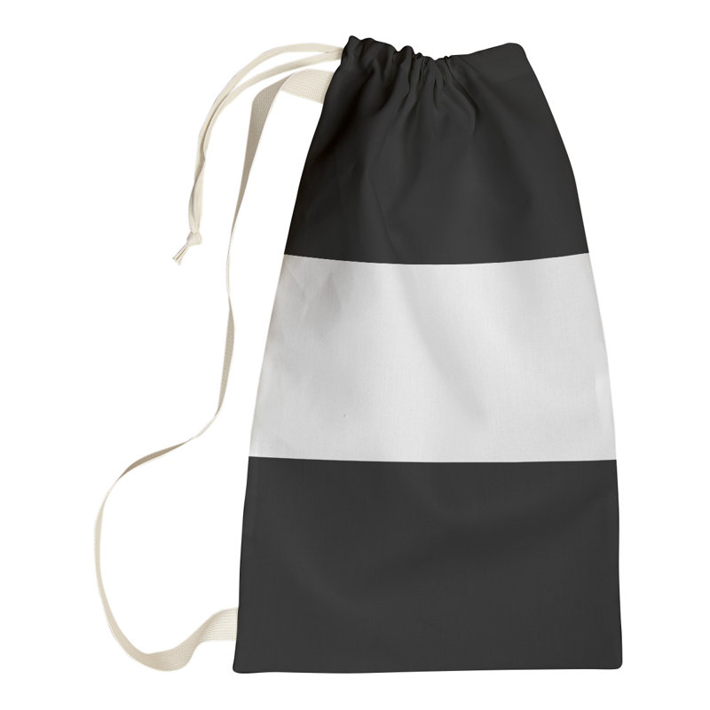 Nashville Fabric Laundry Bag with Handles, Medium (36" H x 28" W x 1.5" D), Nashville Black/White/Black