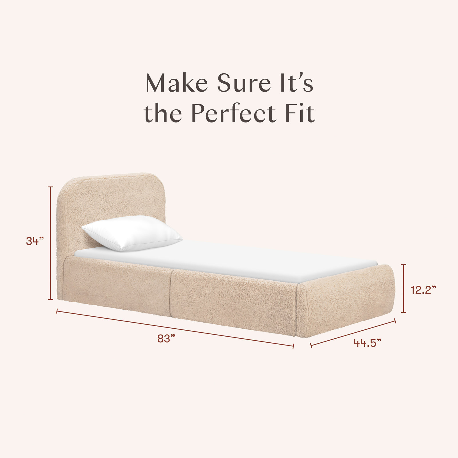 Nara Bed, Chai Shearling, Twin