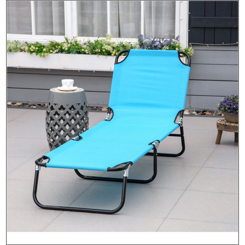 Outsunny Folding Chaise Lounge Pool Chairs, Outdoor Sun Tanning Chairs with 5-Level Reclining Back, Steel Frame for Beach, Yard, Patio