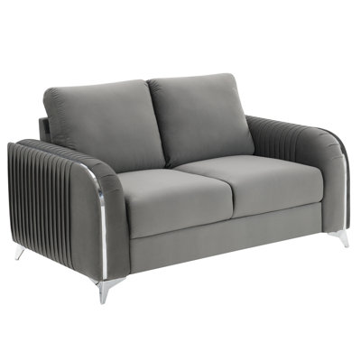 Causeuse en velours gris Wenona