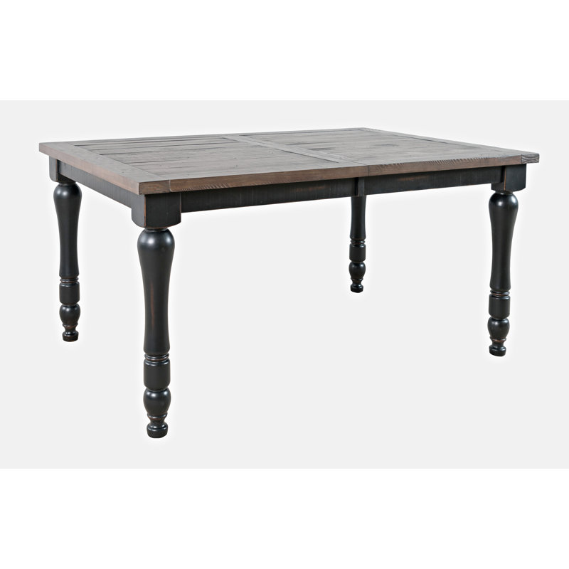 Karley Extendable Pine Solid Wood Dining Table, Vintage Black