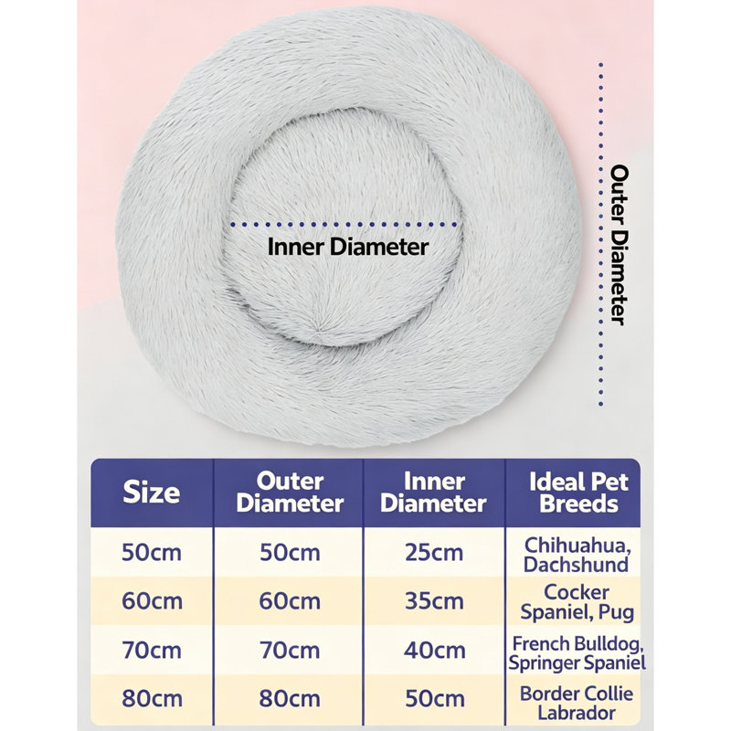 Round Pet Bed, Dark Grey