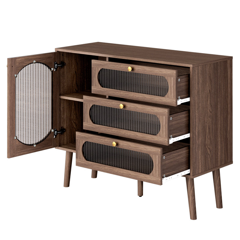  39.5“ Modern Sideboard With Glass Doors