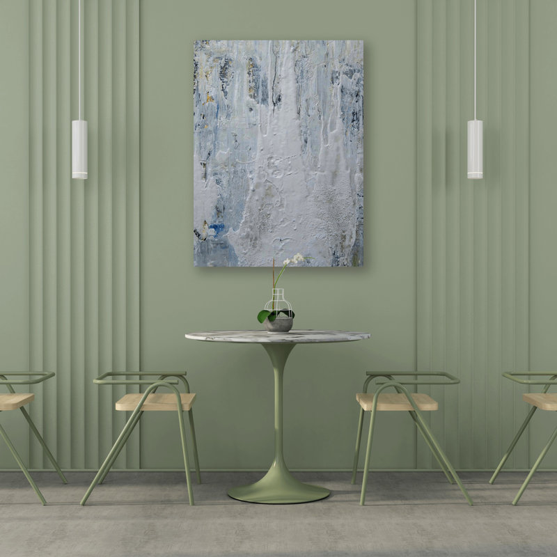 Abstract Acrylic Painting Print Canvas, 30" H x 24" W x 1.75" D, White Framed Canvas