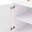 Îlot de cuisine blanc avec roulettes et abattant. Motif, étagère à épices, serviette 2 portes, 5 tiroirs, tablette ajustable pour un design moderne et luxueux. Décoration élégante-2121775387