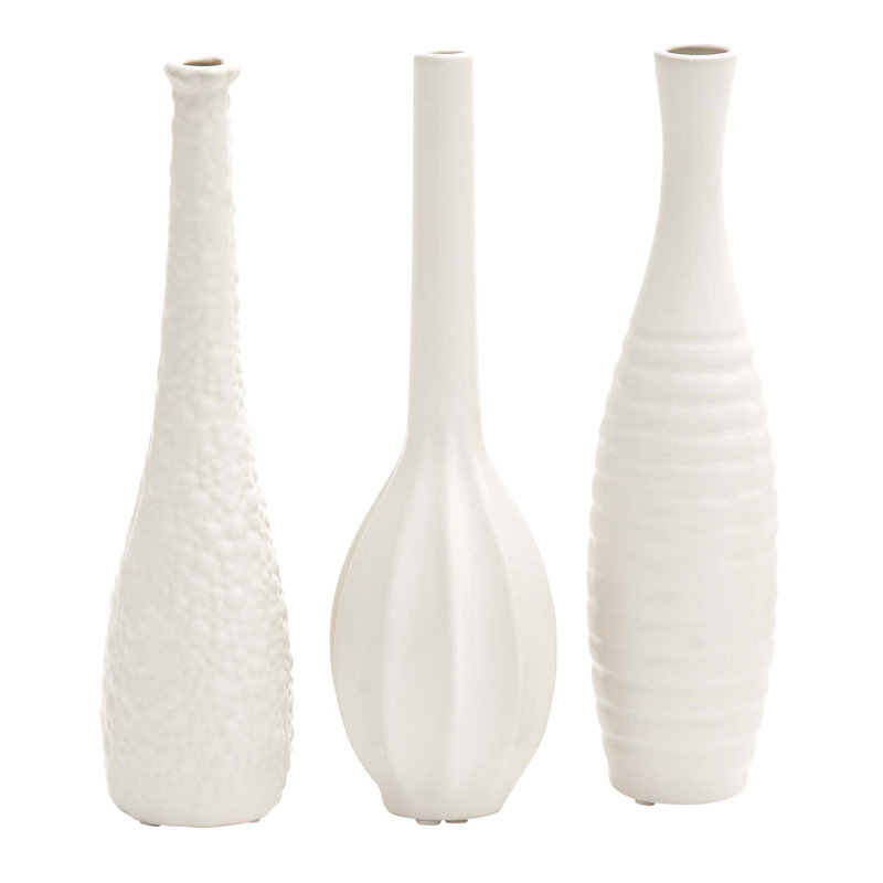 Ceramic 3 Piece Table Vase Set, White