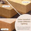 Table basse carrée en bois massif de 100 cm (39,4 pouces) avec 2 tiroirs, finition cannelée artisanale.-2072749222-1950345676