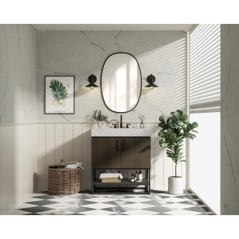30 inch Single Bathroom Vanity, Mocha Brown