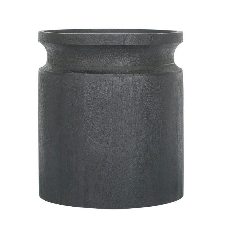 Table d'appoint sculpturale en bois massif noir - Pièce moderne pour des espaces polyvalents