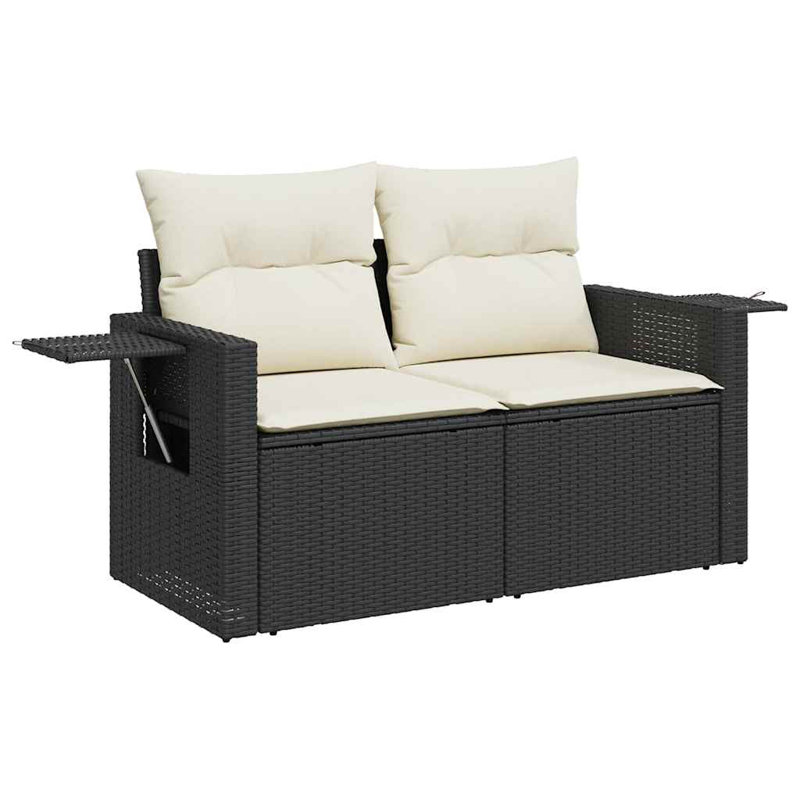 Ensemble de canapé de jardin en rotin PE noir, acier thermolaqué Vidaxl