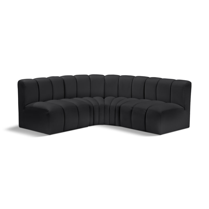 Canapé en cuir végétalien Hinley, Cuir végétalien noir