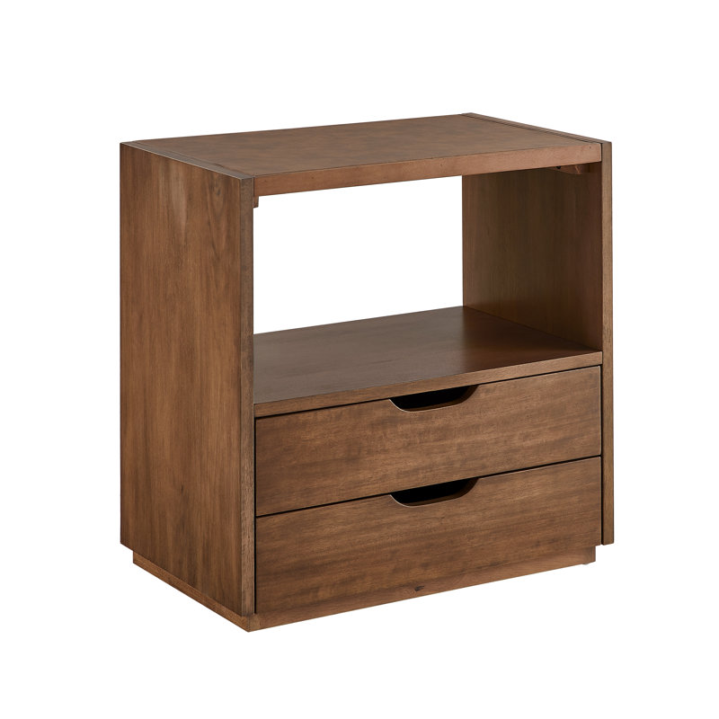 Table de bout en cuir avec deux tiroirs