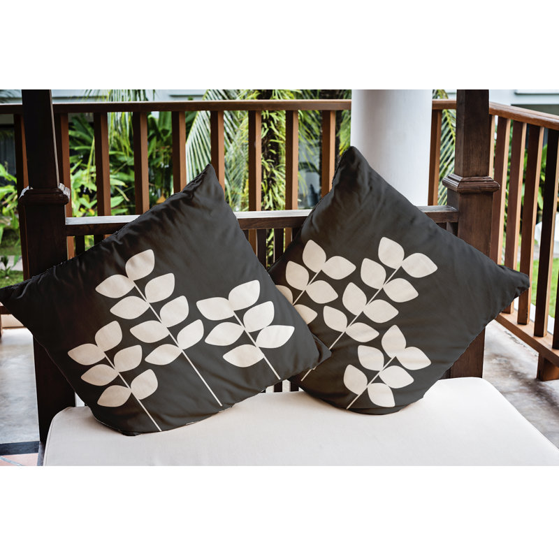 Coussin intérieur / extérieur Simple Stems, 18 po x 18 po, Gris