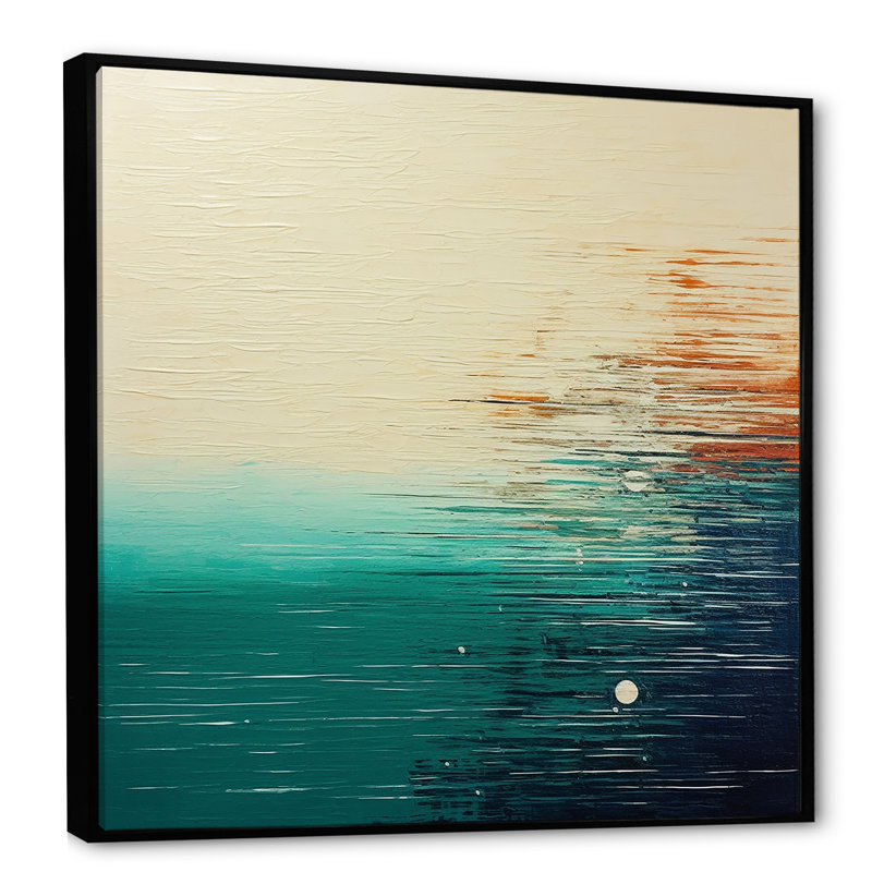 «Minimalistic Essence Beach II - Minimalisme», art mural, H 36 po x l 36 po x P 1,5 po, Cadre flottant noir