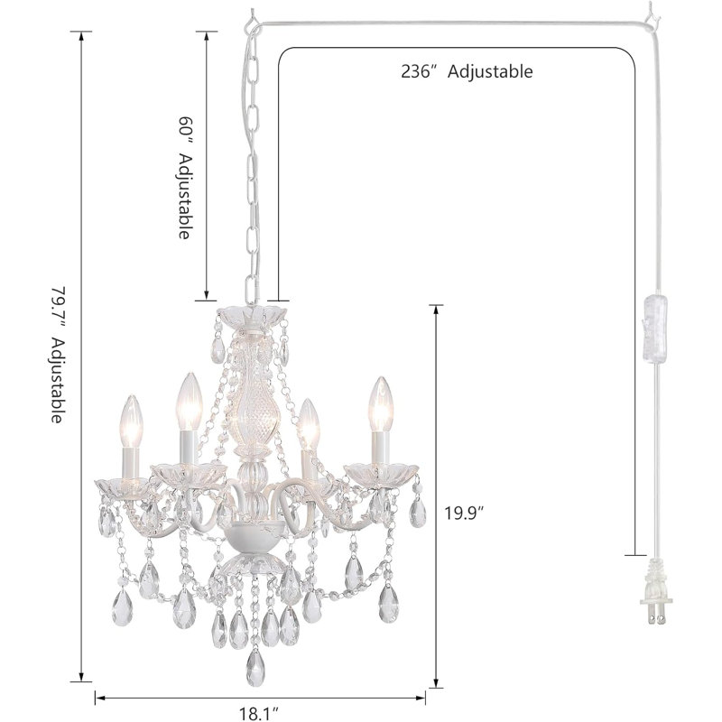 Insert Crystal Ceramic White Pendant Light