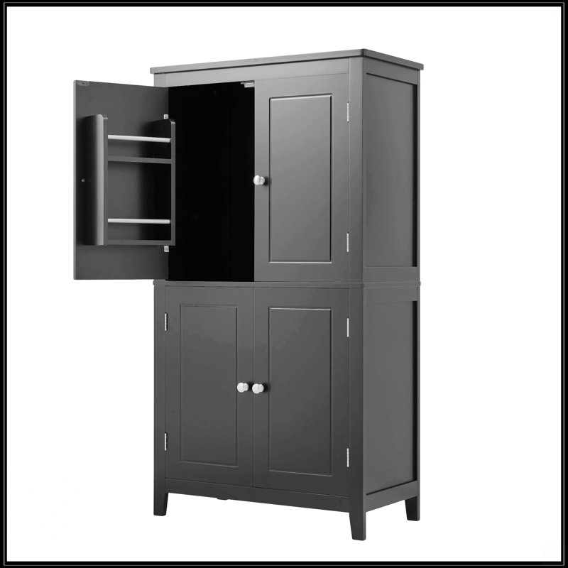 Elegant Bathroom Floor Storage Cabinet, Black