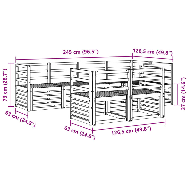 245cm Wide Patio Sectional Set