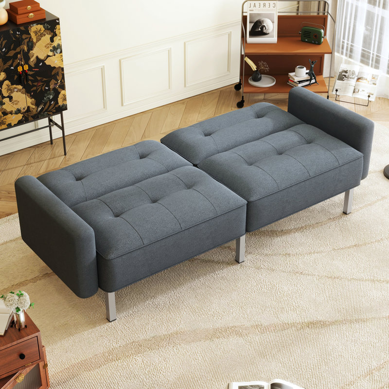 Tallac 74.75'' Upholstered Convertible Sofa, Dark Gray 100% Linen