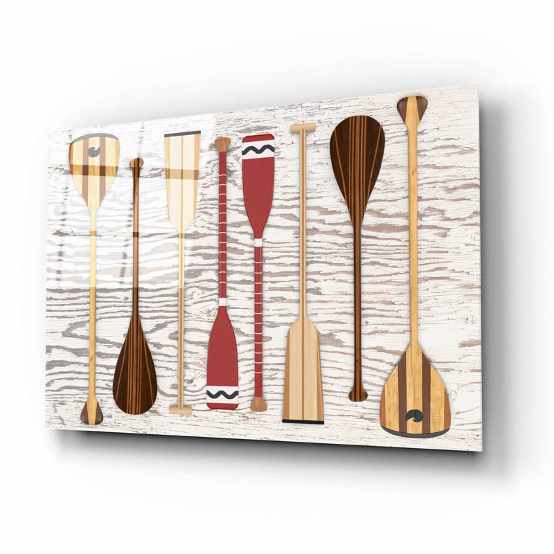 «Canoe Paddles & Oar» par Edward M. Fielding, art mural en verre acrylique, H 12 po x l 16 po x P 0,13 po