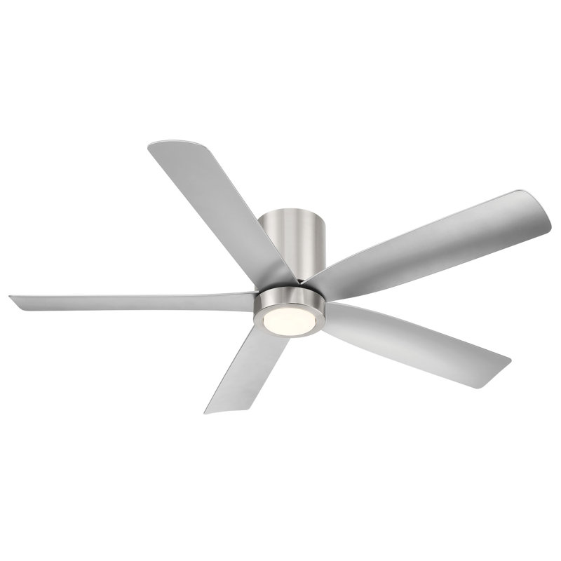 Ventilateur de plafond 5 pales 52 pouces avec télécommande et lumière à intensité variable CORMAC , Nickel brossé