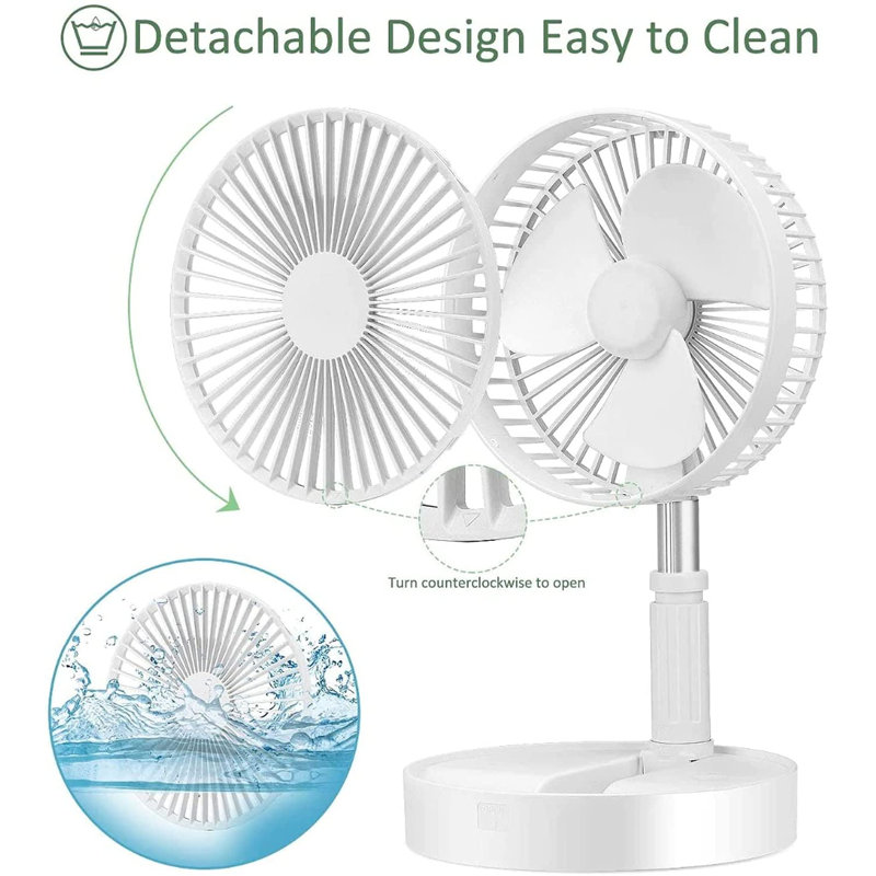 Mcmartin & Brown Stand Fan, Folding Portable Telescopic Floor/usb Table Desk Fan With 7200mah Rechargeable Battery, Adjustable Pedestal Fan 3-speed Quiet
